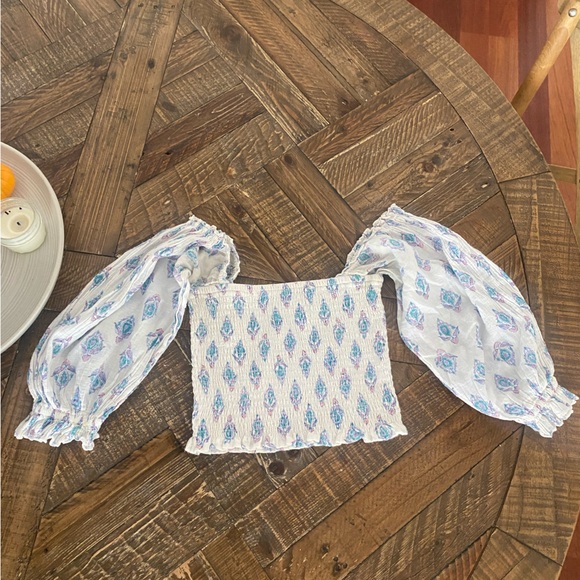 Billabong Off-Shoulder Top with Blue and Purple Design - Picture 1 of 1
